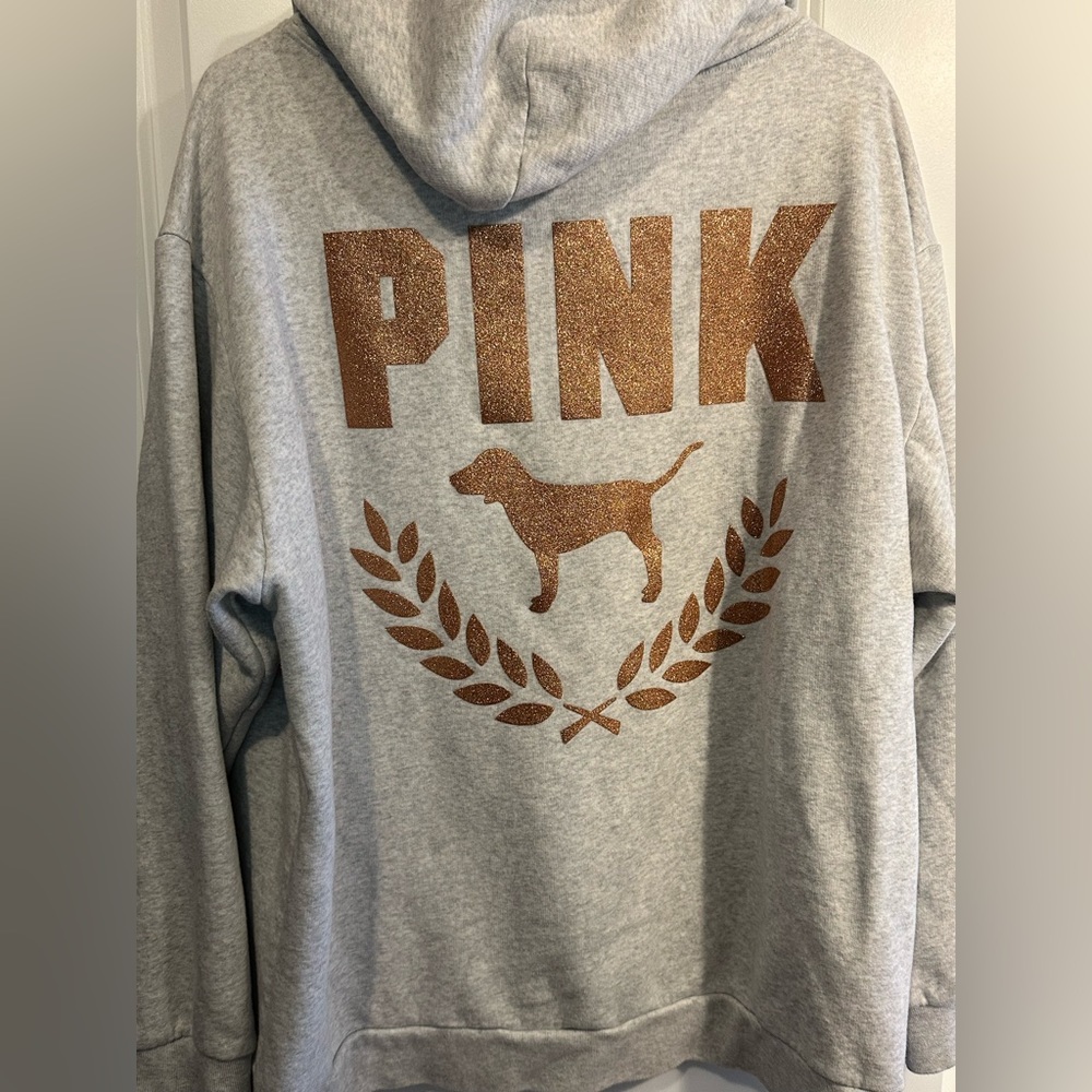 Gray and gold sparkly pink sweatshirt